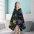 thumbnail image 6 of Black Dinosaurs with Weight Tags Hooded Bath Towel，60"x35" for Ages 3 To 12 Kids, Quick Dry Lightweight Soft Microfiber Hood Beach Towel Cover Up for Kids, 6 of 7