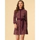 thumbnail image 2 of INSPIRE CHIC Vestido camisero de manga larga floral vintage con cuello en contraste y botones en la parte delantera para mujer rojo XS, 2 of 6