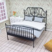 ROZYARD Vintage Iron Bed For 1/12 Scale Dollhouses Decoration Miniature Furniture Model