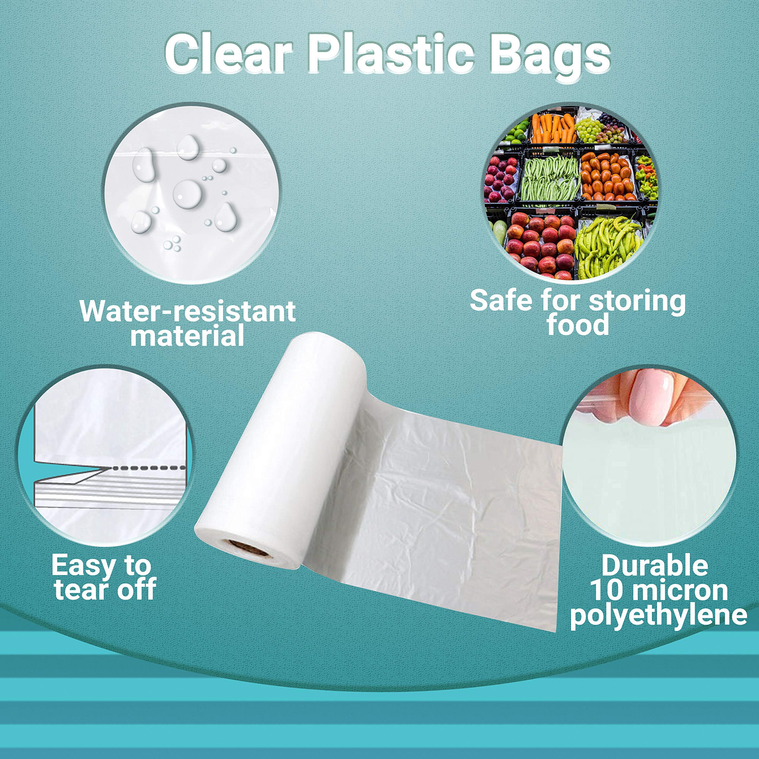 Clear Plastic Produce Bags, Warning Printed Polyethylene, 2000 Count, 10 x 15 in