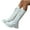 White, variant on Knee High Combat Boots for Women Platform Low Heel Lace up Round Toe Leather Mid Calf Long Booties