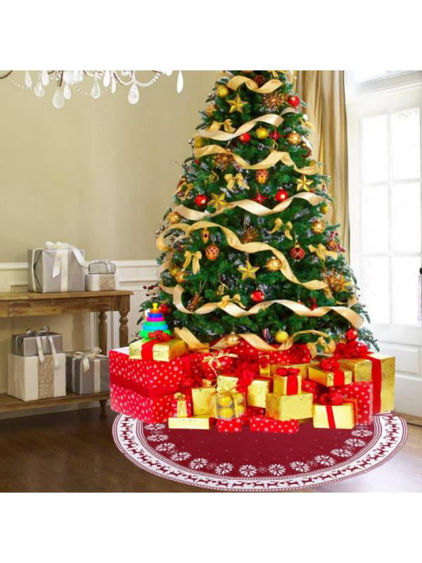 90CM LUXURY THICK RED CHRISTMAS FELT XMAS TREE SKIRT BASE STAND DECORATION 