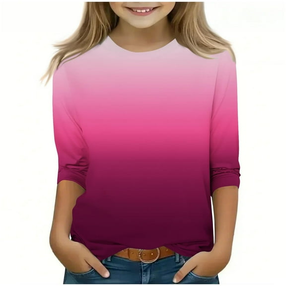 Ccpelsie Girls’ Classic Crew Neck Short or Long Sleeves Tee Shirt | Soft Everyday Basic Top(Hot Pink,8-9 Years)