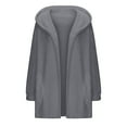 thumbnail image 6 of jtjvou Women's Oversized Fleece Hooded Cardigan Warm Open Front Solid Color Coat with Pockets Gray XL, 6 of 8