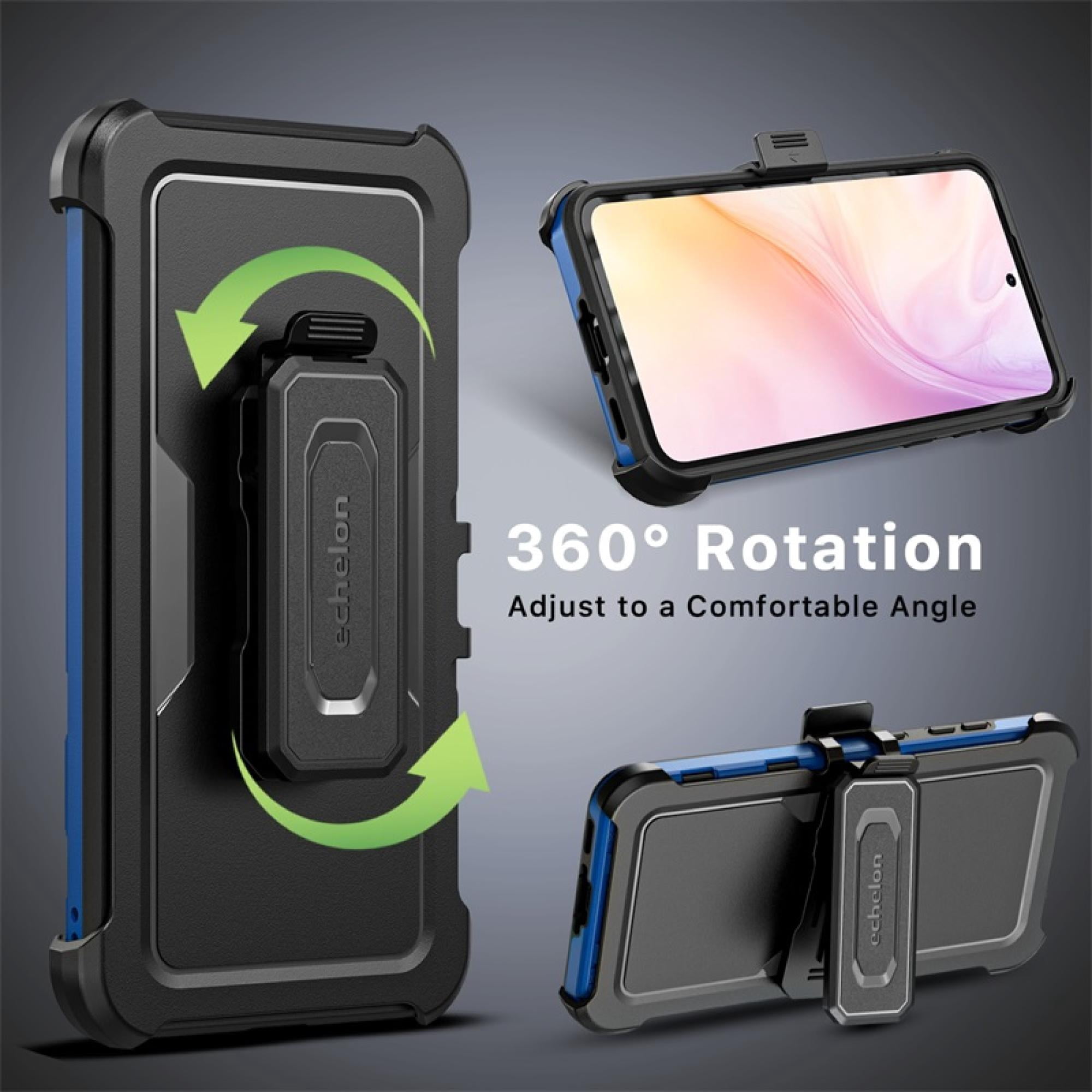 Rugged Phone Case with Holster for Samsung Galaxy A36 5G – Reflex Series Shockproof Cover with Rotating Belt Clip, Dual-Layer Protection & Kickstand – Reflex Blue