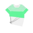 thumbnail image 6 of ITSAME Womens Tops, Short Sleeve Round Neck Striped Print Summer Casual Fashion Blouses Army Green Size 2XL, 6 of 6
