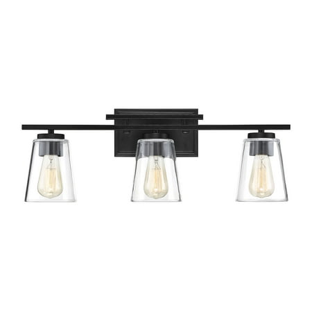 

Savoy House 8-1020-3-BK Calhoun 3 Light Bathroom Vanity Light in a Black Finish with Clear Glass (24 W x 9 H)