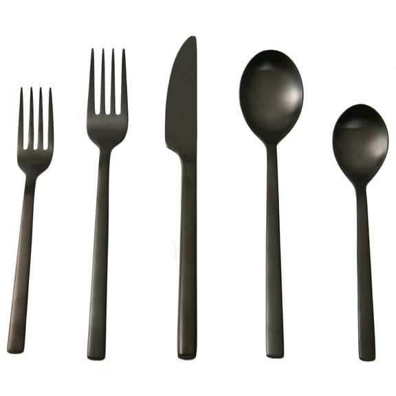Better Homes & Gardens Holden 20-Piece Matte Black Stainless Steel Flatware Set (Service for 4 Adults)