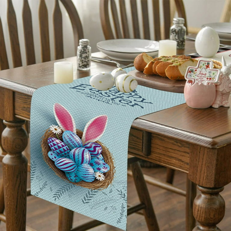 JWDX Easter Decorations, Easter Clearance, Easter Table Runner Festive  Bunny Egg Small Print Vintage Easter Decoration Linen Tablecloth Easter  Home