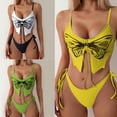 thumbnail image 4 of ZPAQI Lace Up Bathing Suits for Women Butterfly Printed Swimwear Two Pieces Swimsuits, 4 of 21