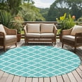 thumbnail image 4 of Quatrefoil Moroccan Pattern Round Area Rug 7 FT, Non Slip Living Room Area Carpet, Geometric Aqua Morocco Washable Soft Circular Rug Non-Shedding Floor Carpet for Bedside Office Play Room Classroom, 4 of 9