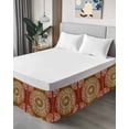 thumbnail image 4 of Orange Boho Wrap Around Bed Skirts for King Bed 18" Drop,Bed Skirt with Adjustable Elastic Belt Dust Ruffle Bed Valance for Bedroom Hotel Country Vintage Ethnic Abstract Geometric Bed Frame Cover, 4 of 7
