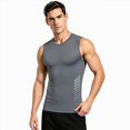 thumbnail image 2 of KPOPLK Men's Quick Dry Tank Tops Tech Performance Sleeveless T Shirts Mesh Workout Gym Muscle Running Size M,Grey, 2 of 7