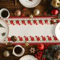 thumbnail image 2 of Christmas Cotton Linen Table Runner for Dining Kitchen, Xmas Winter Red White Poinsettia Striped Wedding Outdoor Party Tablerunners Decoration, Dresser Scarf Coffee Tablecloth Runners 13x70 Inches, 2 of 9