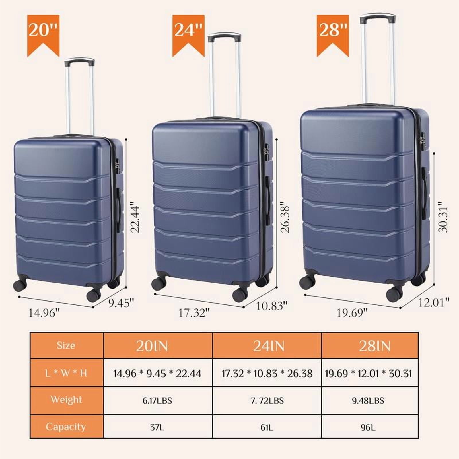 Luggage 20''/24''/28''Luggage, Hard Shell ABS Suitcase with Double Spinner Wheels, Lightweight Expandable Rolling Luggage with TSA Lock