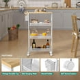 thumbnail image 4 of vhibuon Slim Rolling Cart  Rolling Spice Rack Next to Fridge  Narrow Kitchen Trolley on Wheels with Storage  Mobile 4-Tire Narrow Shelf with Mesh Basket  7.3\u201C Inch Deep  White, 4 of 9