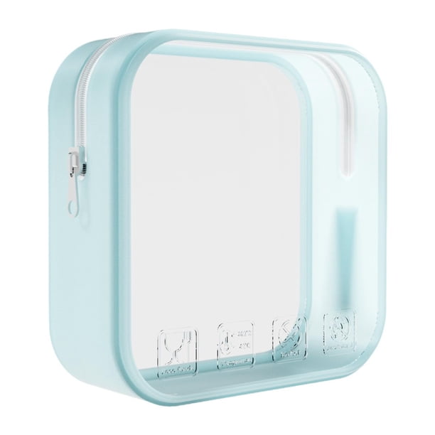 Bolsa de cosméticos de silicona, portátil, versátil, para viajes de maquillaje, soporte para brochas de maquillaje azul