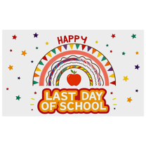 Colorful Rainbow Themed Backdrop Banner with Star Elements for Last Day of School Party Supplies Photography Props Classroom Decorations Happy End of School Celebration Background Decor