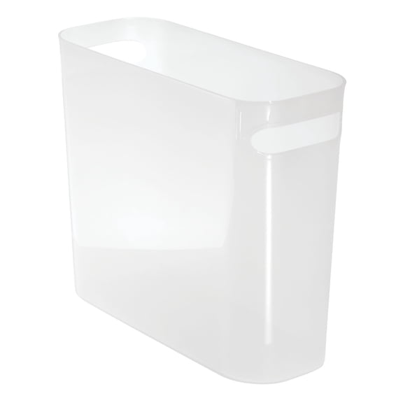 mDesign Plastic Small 1.5 Gal/5.7 Liter Trash Can, Built-In Handles, Frost White
