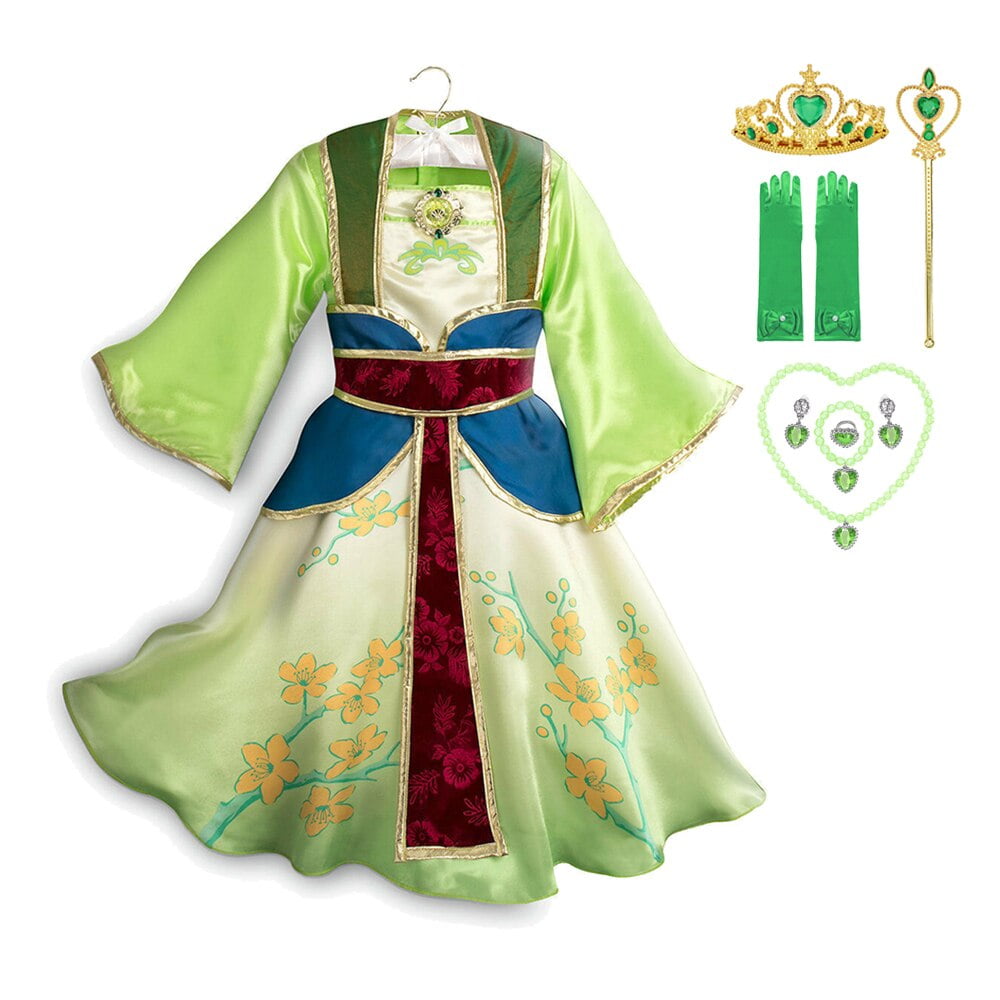 Disney Girls Cosplay Mulan Vestido Princesa Disfraz Ninos Pelicula Ropa de juego de rol Vestido de fiesta de Halloween Chica Vestido Clothes9 10T Etiqueta 150 Gao Jinjia LED Walmart en linea
