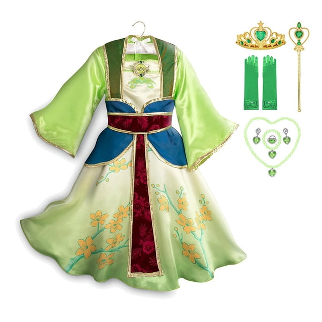 Disney Girls Cosplay Mulan Vestido Princesa Disfraz Niños Película Ropa de juego de rol Vestido de fiesta de Halloween Vestido de niña Clothes5-6T (Etiqueta 130) Gao Jinjia LED