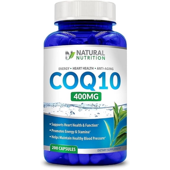 Natural Vitamin CoQ10 Extra Strength 400mg 200 Capsules Quick Absorption (Gluten Free & Non-GMO)