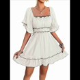 thumbnail image 2 of Vestido de Corta con Volantes en Color Liso para Mujer, Color Albaricoque XL, 2 of 10