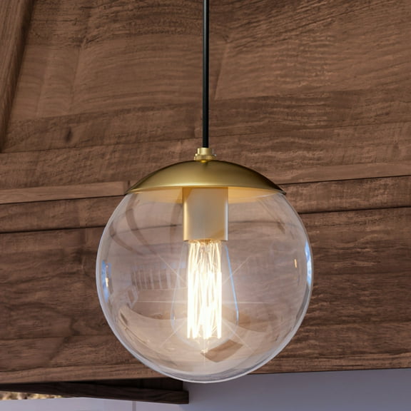 Luxury Minimalist Pendant, 12.5H x 12W, with Modern Farmhouse Style, Brushed Bronze, UHP4017 by Urban Ambiance
