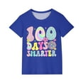 thumbnail image 2 of Frwgonr Toddler T Shirts Boys Girls Blue Kids 100th Day of School T-Shirt Celebration Top 3-14, 2 of 5