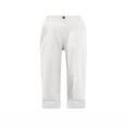 thumbnail image 7 of Cethrio Cotton Linen Shorts for Girl, Casual Knee Length School Elastic Waist Summer Shorts White Size 9-10 T, 7 of 7