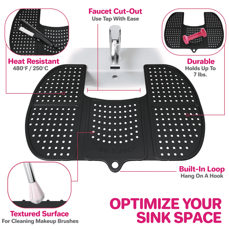 Sink Topper Bathroom Sink Cover for Counter Space. Makeup Organizer Mat and  M
