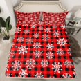 thumbnail image 2 of Homewish Xmas Snowflake Full Size Sheets 4-Piece for Kids Boys Girls,Geometric Plaid Grid Breathable Bed Sheets,Merry Christmas Lightweight Sheet Sets,Breathable Home Decor, 2 of 7