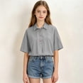 thumbnail image 5 of Dwellite Boys and Girls' School Uniform Short-Sleeve Polo Shirts Breathable Button Collared Casual Active Tops 3-13 Years Light Gray 160, 5 of 7