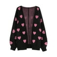 thumbnail image 4 of Women's Heart Knit Cardigan Sweater, V-Neck Long Sleeve Loose Fit Casual Knitwear for Fall and Winter, 4 of 8