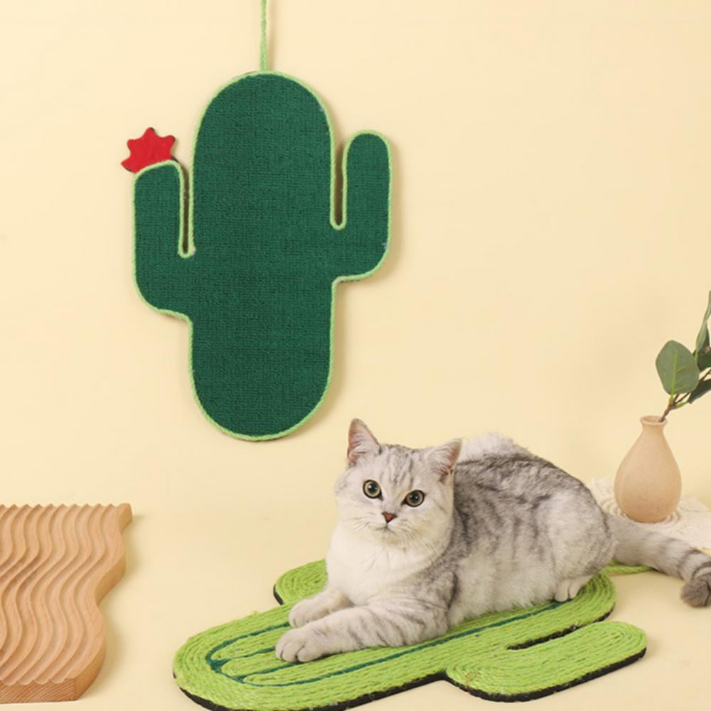 Non-Slip Scratching Pad Rug Durable Sisal Cat Scratch Mat for Indoor Small Cat Grinding Claws with Hanging Rope for Wall or Floor Use Cat Sleeping Rug Pad Cactus Cat Scratcher Cat Scratch Pad 