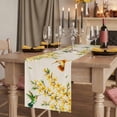 thumbnail image 2 of Table Runners 36 Inches Long Dress Scarves, Spring Floral Farmhouse Kitchen/Dining Table Runner, Short Coffee Tablerunners, Watercolor Forsythia Flowers Hummingbirds Beige 13x36 Inch, 2 of 9
