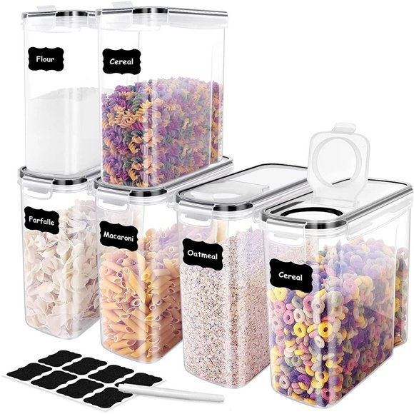 TEAFIRST Ensemble de 6 Contenants de Rangement pour Céréales Distributeur Contenant de Rangement pour Aliments Distributeur Sans BPA