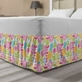 thumbnail image 1 of Floral Bed Skirt, Colorful Abstract Natural Elements Flower Like Shapes and Leaves Blooming, Elastic Bedskirt Dust Ruffle Wrap Around for Bedding Decor, 4 Sizes, Eggshell Multicolor, by Ambesonne, 1 of 2