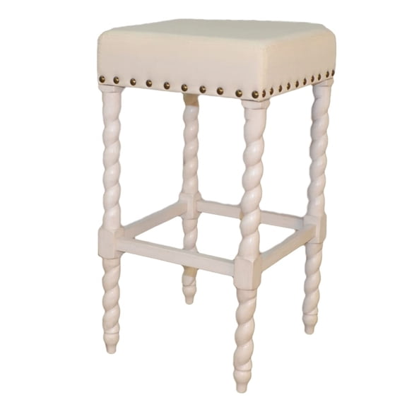 Remick 30" Barstool - Vintage White - Linen Upholstery
