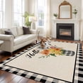 thumbnail image 2 of 8x10 Area Rugs for Living Room, Farmhouse Flowers Non Slip Area Rugs for Kitchen Bedroom Entryway, Spring Watercolor Floral Leaf Black Plaid Washable Carpet Runner Rug Floor Mats for Bedroom, 2 of 8