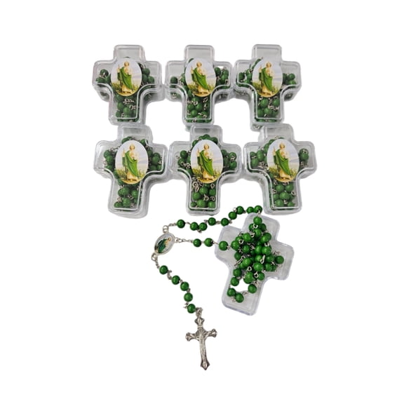 12pc Mini Crystal Saint Jude Rosary with Gift Bag Perfect for First Communions, Baptism, Wedding Shower / Religious Gift