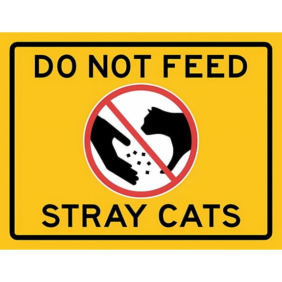 Do Not Feed Stray Cats Sign - 8"x12" Business Safety Metal Tin Sign, Rustic Decor for Garage Man Cave