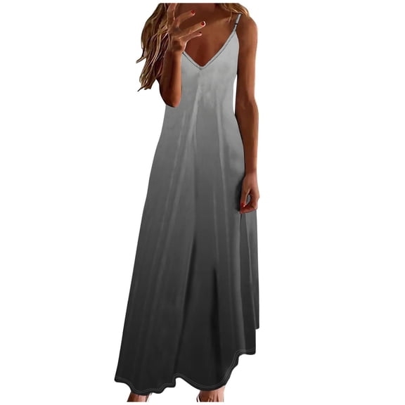 Bixock Casual Dresses for Women Maxi Dresses Floral Print Sleeveless V Neck Spaghetti Strap High Waist A Line Boho Dress Sundress Travel Vacation Beach Clothes