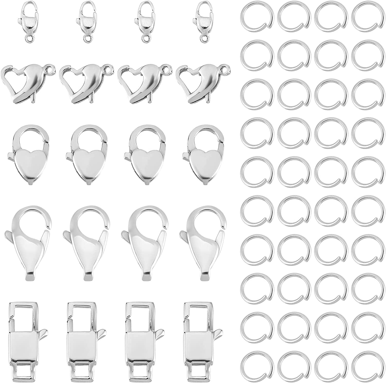 UNICRAFTALE 50Pcs 5 Size Stainless Steel Color Lobster Claw Clasps Polished  316 Surgical Stainless Steel Lobster Clasps Necklace Clasp Lobster Claw  Hook Jewellery Clasps for Necklace Bracelet Making 