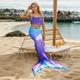 thumbnail image 5 of WOYY Girls Princess Ruffle Bikini Fish Tail Set 3-Piece Swimsuit Bathing Suit, Sizes 4-13, 5 of 7