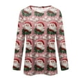 thumbnail image 6 of Inglocry Women Christmas Tops Long Sleeve Womens Top Funny Christmas Graphic Tshirts Crewneck Holiday Pullover Tops Pink 2XL, 6 of 7
