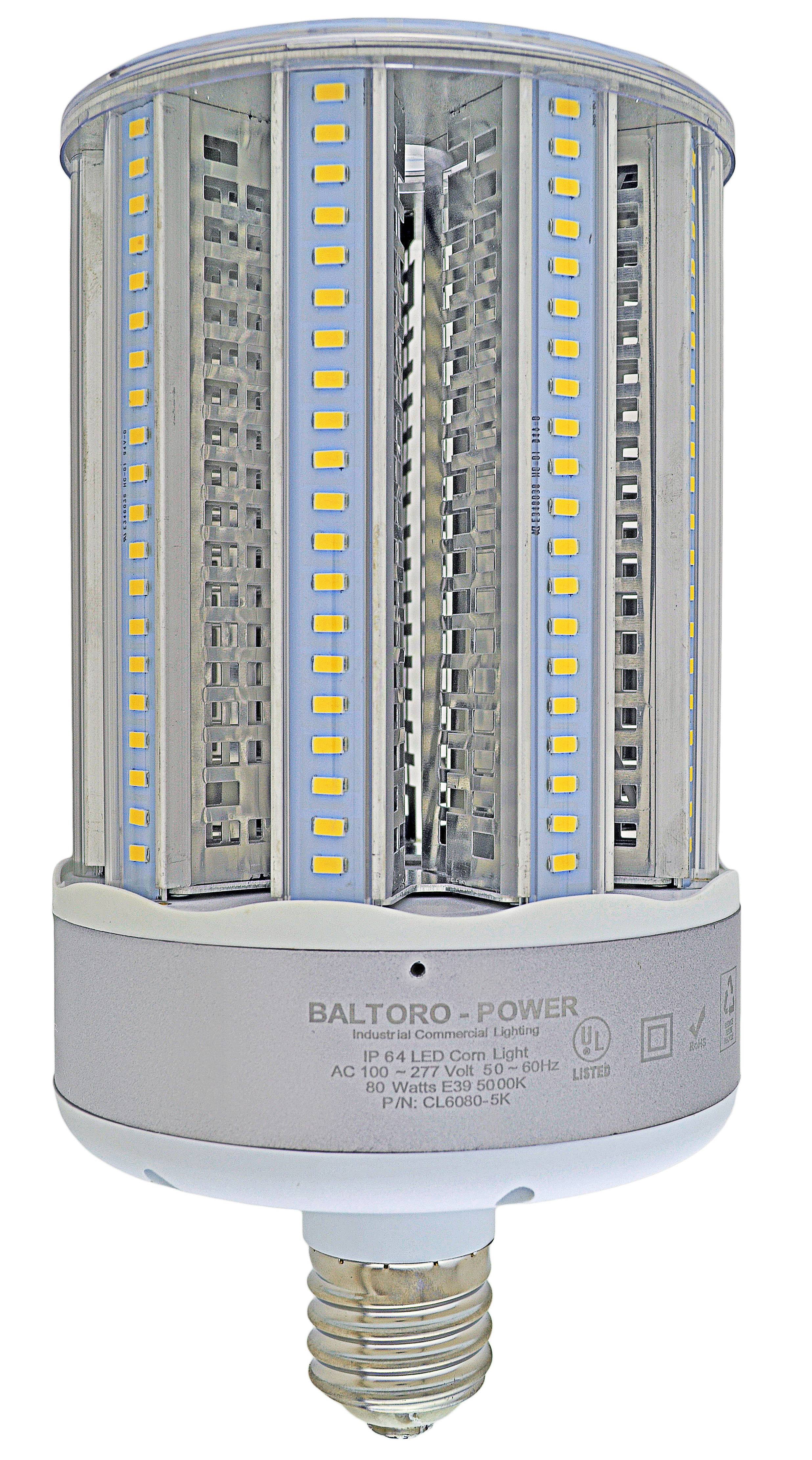 DLC 80Watt LED Corn Bulb Light 400W MH  HPS Replacement E39 Gym Warehouse 5000K 