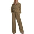 thumbnail image 2 of tarylea Two Piece Lounge Tracksuits for Women Long Sleeve 1/4 Zip Turn down Collar Pullover Straight Leg Pants Casual Loose Fall Comfy Outfits, 2 of 7