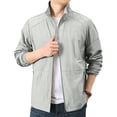 thumbnail image 3 of UPF 50+ Lightweight Sun Protection Jacket for Men - Breathable Quick-Dry Windbreaker with Stand Collar - Packable Outdoor Fishing & Hiking Coat Light Gray S, 3 of 6