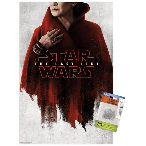 Star Wars: The Last Jedi - Red Leia Wall Poster with Push Pins, 14.725" x 22.375"